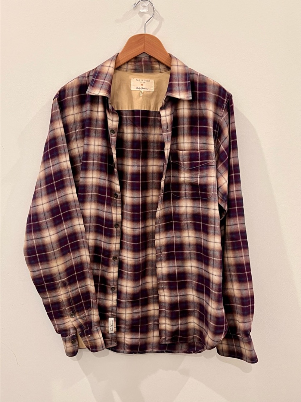 Rag & Bone Plaid Flannel Shirt Medium Button Up